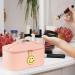 WALONER Preppy Patch Leather Makeup Bag - Large Waterproof Travel Toiletry Organizer - Pink Cute Preppy Cosmetic Pouch for Women & Girls - Buy Online on GoSupps.com