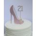 21st Pink and White Birthday Cake Decoration Shoe with Feathers and Crystal Flower Embellishments and Diamante Number Non- Edible (pink white feather 21) - Buy Online on GoSupps.com