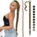 Feshfen braid extensions ponytail extension with hair tie 85 cm long ponytail braided art hair ponytail extension braids hair part for women light brown mix natural blonde 85 cm light brown mix natural blonde
