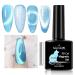 NAILGIL Cat Eye Gel Nail Polish with Magnet Jelly Blue Cat Eyes Gel Polish Galaxy Soak off Holographic Cats Eye Gel Polish Magnetic for Nail Art Manicure Salon DIY at Home- 06 Crystal Blue