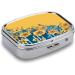 Shop Yellow & Blue Floral Print Pill Box - 2 Compartment Decorative Metal Pill Organizer for Travel | International Shipping Available - Buy Online on GoSupps.com