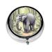Walking Elephantround Pill Box 3 Compartment Round Pill Box Organizer &Portable Travel Pill Box for Traveling.