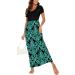 YUNDAI Women's Short Sleeve Maxi Maternity Dress with Pocket - Plus Size Floral Loose Long Dress - Blue/Green XXL - Buy Online on GoSupps.com
