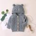 Puseky Baby Knit Sweater Hooded Ears Cardigan Coat 6-12 Months Grey - Buy Online on GoSupps.com