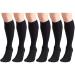 20-30 mmHg Compression Stockings for Men and Women Knee High Closed Toe Black Large (6 Pairs) L Black