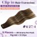LAAVOO Clip-in Real Hair Extensions - Balayage Brown Ombre 45cm 70g Remy Hair Dark Brown to Caramel Blonde 5 Pieces #4/27/4 - Buy Online on GoSupps.com