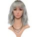 FAELBATY Ombre Grey Short Bob Wig with Air Bangs - Curly Wavy Synthetic Cosplay Wig for Women - 12 Dark Root Ombre Gray - Buy Online on GoSupps.com