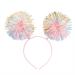Pom Pom Headband Tinsel Headband Fashion Fluffy Ball Hair Loop Personalized Pom Pom Head Bopper Furball Hair Accessories for Birthday Party Christmas Party Stage Performances (Pink)