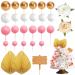 Izoel Boho Tortendeko Kuchendeko Tortendendeko balls palm leaves flowers Happy Birthday wooden decoration mini ball cake topper for birthday wedding baby shower baby party pink