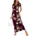 Women's YUNDAI Floral Maxi Dress | Summer Maternity Casual | Short Sleeve, Plus Size | Pocket Detail | Wine Red - Buy Online on GoSupps.com