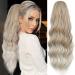 YEESHEDO Brown Long Wavy Ponytail Hair Extension for Women Drawstring Ponytail Hair Extensions Clip in Curly Synthetic Hairpiece 26 Inches(Blonde to Platinum)