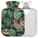 Naanle palm leaves sloth hot water bottle with reference transparent hot water bottle 1l warm head for bed hand feet warmer pain relief heat and cold therapy
