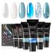 ROSALIND Poly Nail Gel Set Blue Colors  6 PCS Nail Extensions Gel 15ML Clear Glitter Nail Poly Gel Blue Series Nail Enhancement Gel  Jelly Poly Nails White Blue Sparkle Poly Nails Gel Colors Nails Art Blue 0.50 Fl Oz (Pa...