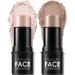 ANGLICOLOR 2 Pcs Contour Stick Bronzer Stick Highlight Stick Highlighting Stick Long Lasting Makeup Face Brightens & Shades Wand Lightweight Highlight Bronzer Makeup for Face Cheek (Fair #05#09) 0509