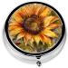 Sunflower Pattern Mini Round Pill Box - 3 Compartment Travel Organizer for Home & Office - Buy Online on GoSupps.com