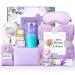 Birthday Gifts for Women Self Care Friendship Gifts Lavender Relaxing Spa Gifts Basket Care Package w/ Luxury Flannel Blanket 20 Oz Tumbler Unique Mothers Day Gift for Mom Her Friend Sister Wife Purple