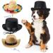 Yewong 3 Pieces Pet Hat Pet Formal Top Hat Mexico Sombrero Hat Cowboy Hat Dog Cat Pet Costume Hat for Halloween Party Photo Props Supplies