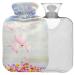 Naanle hot hot water bottle with reference floral Cat Transparent hot water bottle 1l heat bottle for pain relief back hand feet warmer warmth and cold therapy