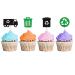 Garbage Truck Cupcake Toppers Trash Truck Birthday Cupcake Toppers Loads of Fun Themed Dessert Picks Garbage Truck Party Decoration - Green & Black Glitter