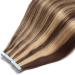 Elailite Tape In Hair Extensions - Real Human Hair for Girls 20 Wefts 40cm 50g #4P27 Medium Brown/Honey Blonde - Buy Online on GoSupps.com