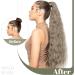 SEGO Drawstring Ponytail Extension Long Wrapped Synthetic Ponytail Hairpiece Corn Wave For Women - 32 Inch Linen Blonde & Pale Blonde - Buy Online on GoSupps.com
