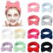 12 Pcs Spa Headbands for Women Bow Hair Bands Makeup Headbands Soft Coral Fleece Solid Color Headbands Elastic Hair Bands for Women Hair Band for Washing Face Shower Spa Style B