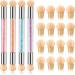 4 Pieces Sponge Nail Brush Picking Dotting Gradient Pen Brush Double Head Sponge Nail Brush Rhinestone Handle Acrylic Nail Painting Brush with 16 Pieces Replacement Head for Nail Design Manicure Pink, Purple, Champagne, Blue