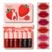 6 Colors Lip Tint Stain Mini Liquid Lipstick Korean Lip Gloss Moisturizing Natural Velvet Lip Tint Waterproof Longwear Liquid Blush & Lip Stain Vivid Color Lip Tint Makeup Strawberry
