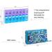 Blue Floral Quilted Cotton Travel Pill Organizer with Easy Zipper Push Button - Pill Box & Medicine Organizer - Buy Online on GoSupps.com