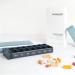 Foond - Design tablets Organizer Pillendose - High -quality aluminum for maximum comfort for taking tablets capsules with large compartments for 7-14 days - BPA free metalic blue