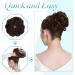 S-Noilite Dark Brown Mix Golden Blonde Hair Scrunchies for Women - Thick Messy Bun Updo Chignons Ponytail Extensions - Buy Online on GoSupps.com