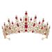 SWEETV Crystal Wedding Tiara for Women, Royal Queen Crown Headband, Rhinestone Princess Hair Accessories for Prom Birthday, Red