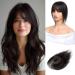 Hair Toppers for Women Clip in Bangs Real Human Hair,30g Brown Black Hair Topper for Women 150% Density Silk Base Clip in Hair Pieces Straight Hair for Thin Hair Daily Use
