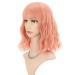 Faelbaty pink wigs short -wave bob wig with pony curly wave synthetic cosplay wig for girls shoulder -length wig for women costume wigs mixed pink (12 "orange pink)