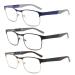 Blue Light Reading Glasses for Men Women, Lightweight Metal Rectangle Full Frame Readers,Anti Eyestrain/ Computer Glare/ UV, Spring Hinge Eyeglasses +0.75 3 Pack Mix 0.75 x