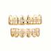 Men's Personalised Big Gold Teeth Grillz Patchwork Braces with Iced Out Round Zirconium Halloween Cosplay Party Tooth Rapper Gift for Women Men
