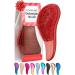 Lily England Detangle Hair Brush for Curly Hair Straight Thick & Natural Hair - Gentle Detangling Hairbrush for Kids Women & Toddlers - Detangler Hair Brush with Flexible Bristles Red Glitter 1 Count (Pack of 1) A.Red