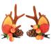 Gledola 2 Pairs Christmas Headdress Reindeer Antlers Headband Ears Hair Accessory Clips Hair Hoop for Girl Beauty (Litchi)