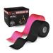 Effekt Kinesiology Tape Waterproof (5 m x 5 cm) 1 Roll - Elastic Physio Tape for Muscle Support and Injury Recovery Kinetic Tape Sports Tape Strapping Durable Kinesthetic Tape (Pink + Black) Pink + Black 2 Rolls