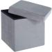 Light Grey Folding Storage Ottoman - Plush Velvet Extra Seat & Toy Box | 38cm Cube | 40L Capacity - Buy Online on GoSupps.com
