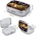 Shop Decorative Pill Box - White Wine Cheese Cake Grapes Print 2 Compartment Metal Organizer for Travel & Purse - Buy Online on GoSupps.com