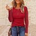 Women's Dressy V-Neck Henley Shirt | Long Sleeve Red Blouse for Fall | Casual Button Down Top - Buy Online on GoSupps.com