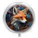 Small Travel Pill Case Round Metal Pill Box for Pocket Purse 3 Compartment Portable Pill Holder Mini Pill Organizer for Travel or Daily - Fox Fox 4