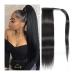Hair Buns Hair Piece Long Straight Ponytail Real Hair Wrapped Ponytail Hair Extensions Barrettes for Black Women Natural Black 8-24 Inch Hair Accessories For Girls (Color : Straight Size : 8inch) 8inch Straight