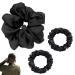 JeoPoom Silk Hair Rope 3 Pieces 11cm and 6cm Silk Hair Rope Regular Donut Hair Ties Silk Scrunchies for Women Girls Ladies(Black)