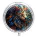 Small Travel Pill Case Round Metal Pill Box for Pocket Purse 3 Compartment Portable Pill Holder Mini Pill Organizer for Travel or Daily - Animal
