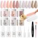 ROSALIND 13PCS Dip Powder Nail Kit Pink Nude Nail Dip Powder Kit Sliver Brown Glitter Dip Nails Powder Starter Kit with Top Base Coat Activator Brush Saver Accessories Set Brown Glitter Series