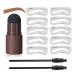 Kit 1-Step Brow Stamp and Shaping Kit Waterproof Shaping Set with 10 Eyebrow Styling Mode Card(Brown 1 Set) Light Brown*2