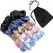Mommesilk 5pack Silk Hair Scrunchies for Curly Hair Large 100 Silk Hair Ties Big Ponytail Holder Elastic Bobbles Band for Women Sleep Random Colors Multi-5pc