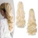 Gairyan 50cm ponytail hair part braid extensions long curly claw clip in ponytail extensions synthetic hair extensions wavy hair part hair extension for women (bleached blond) 50 cm bleached blonde